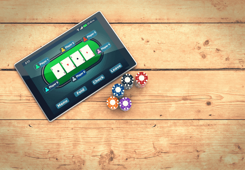 Photo of Tablet with Poker Game & Chips